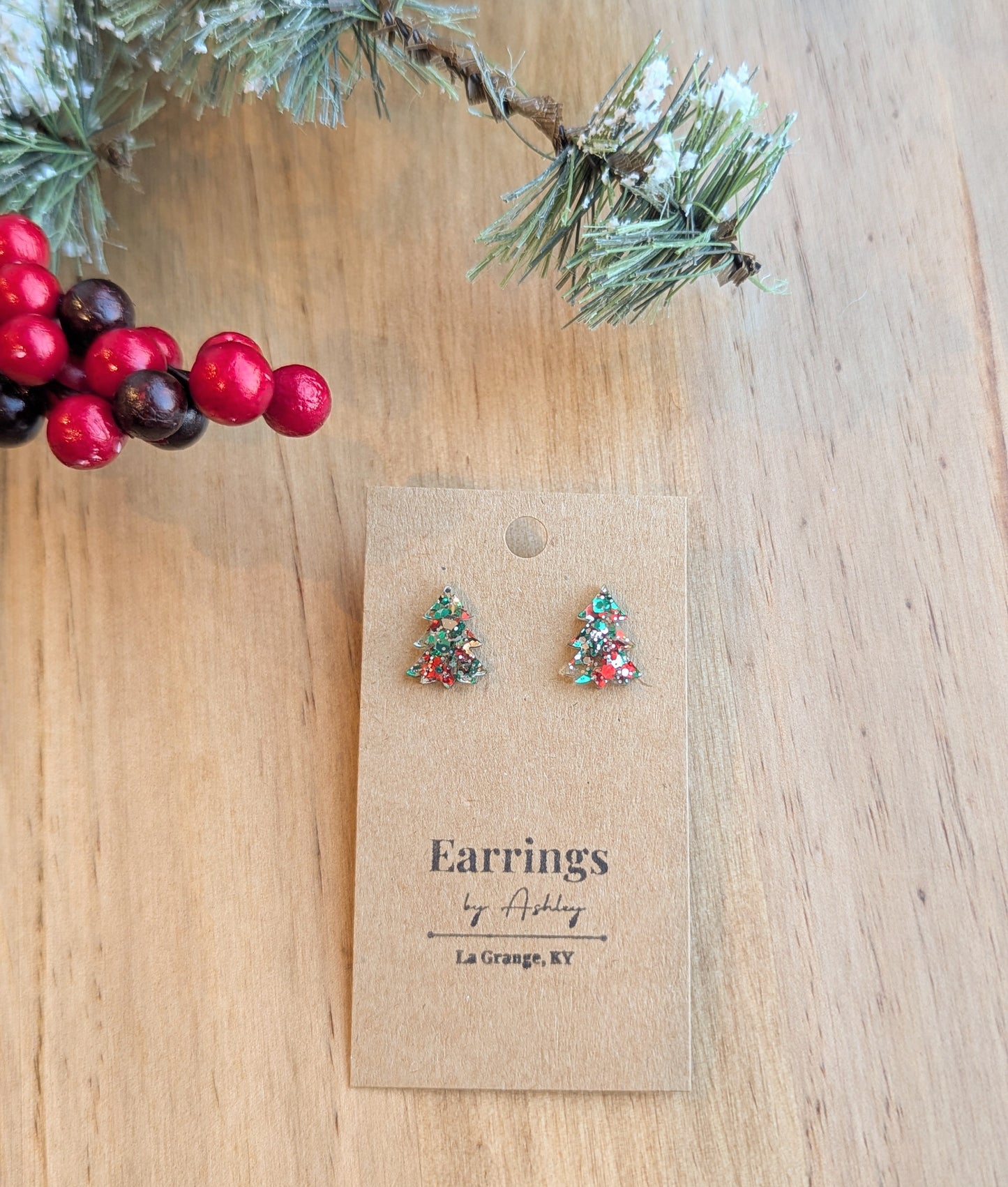 Christmas Tree Stud - Christmas Glitter