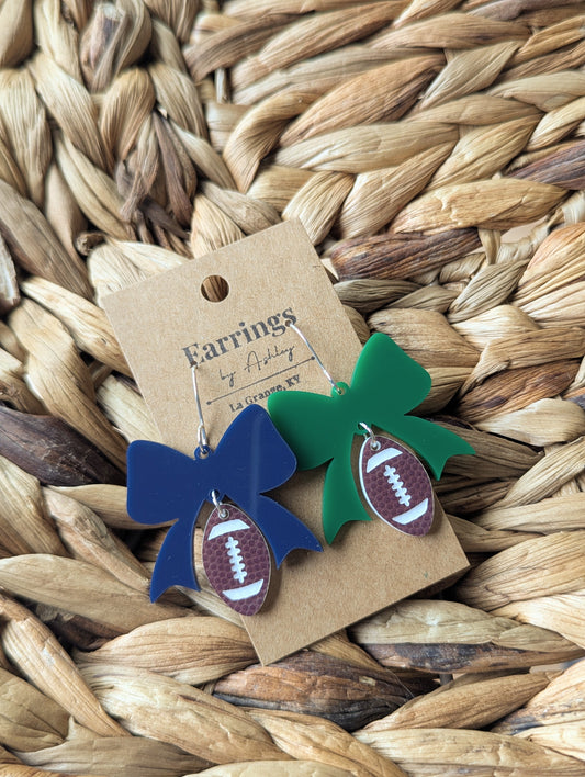 Football & Bows - Navy & Green