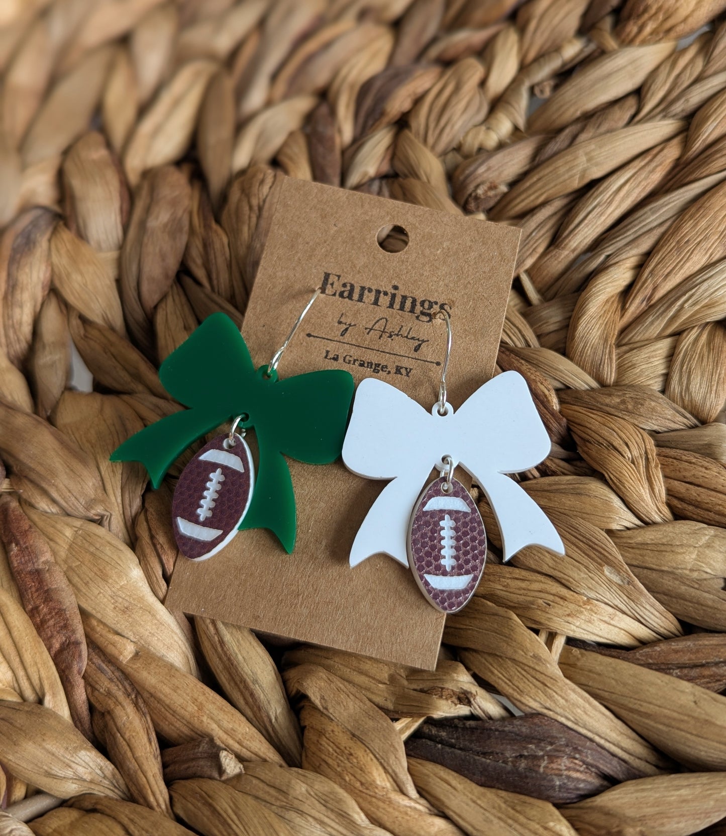 Football & Bows - Green & White