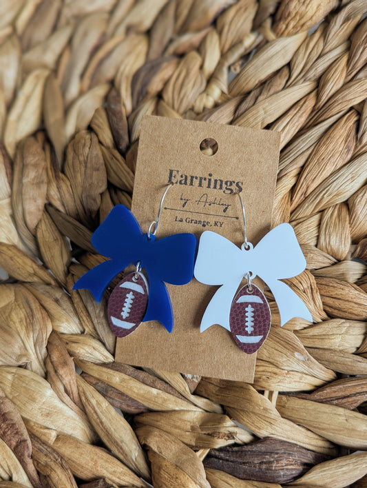 Football & Bows - Blue & White