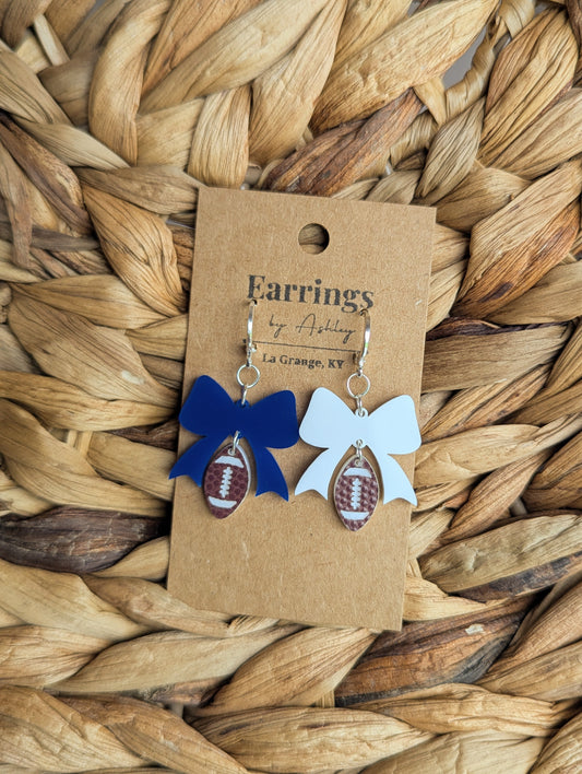 Little Football & Bows - Blue & White