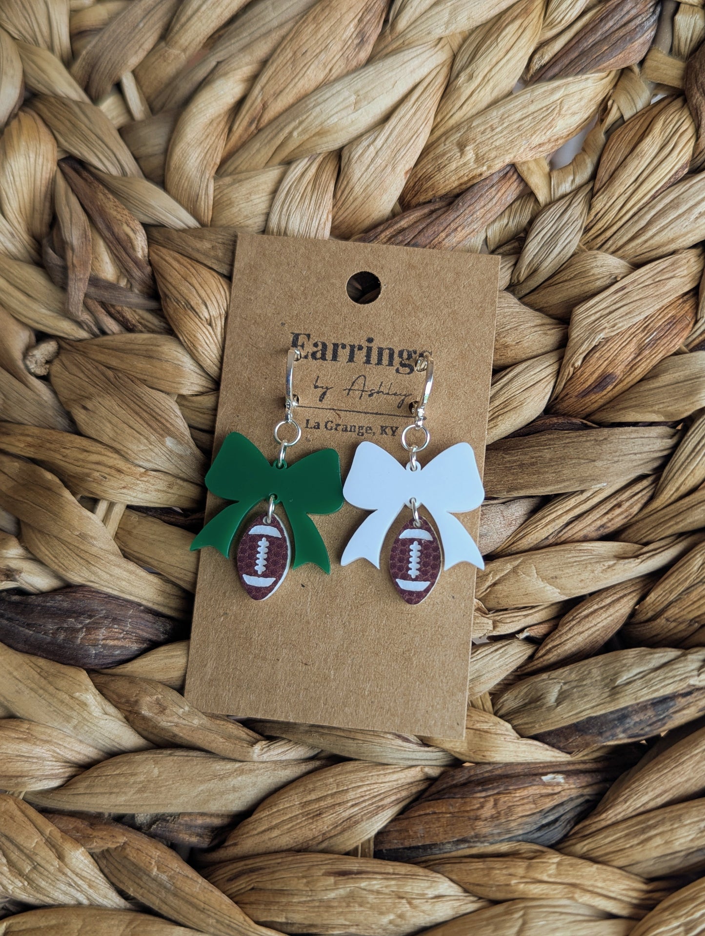 Little Football & Bows - Green & White