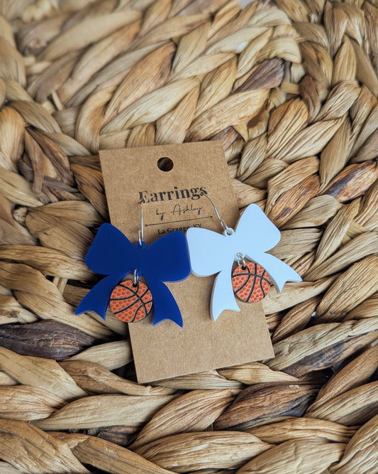 Basketball & Bows - Blue & White