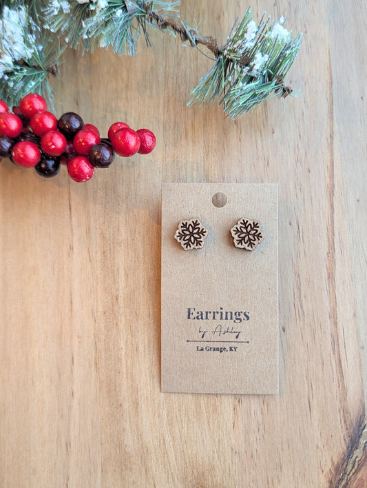 Snowflake Stud - Wood