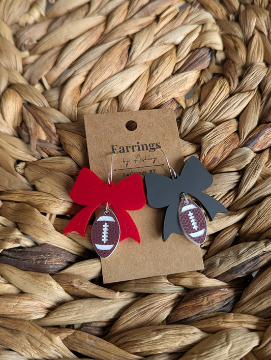 Football & Bows - Black & Red