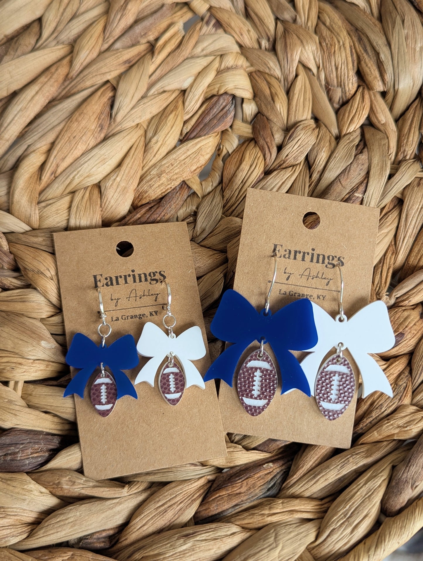Little Football & Bows - Blue & White