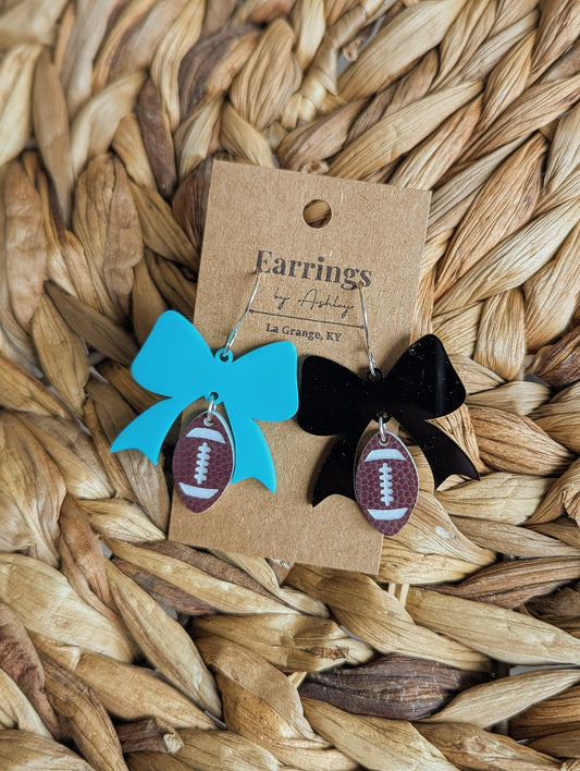 Football & Bows - Teal & Black