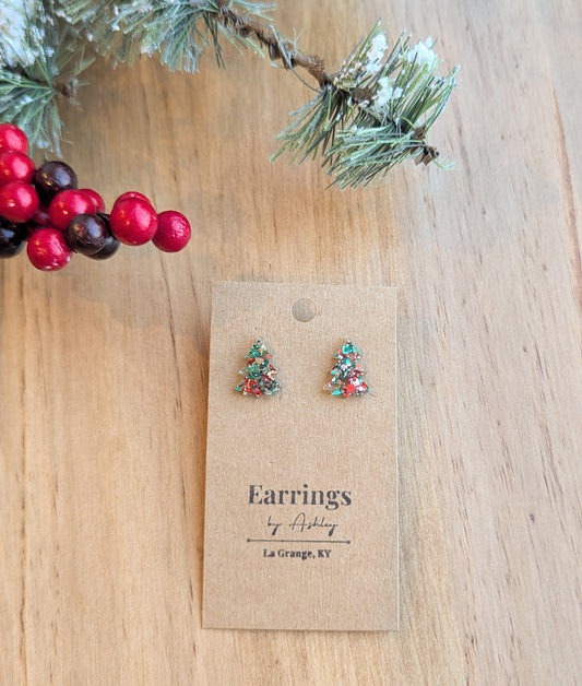 Christmas Tree Stud - Christmas Glitter