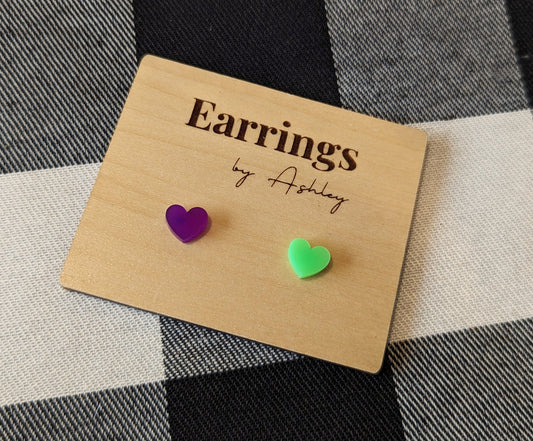 Purple & Lime Green Hearts