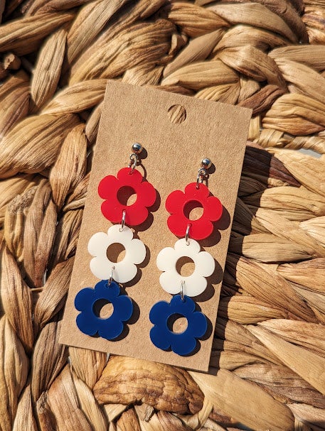 Red, White, & Blue Triple Daisy