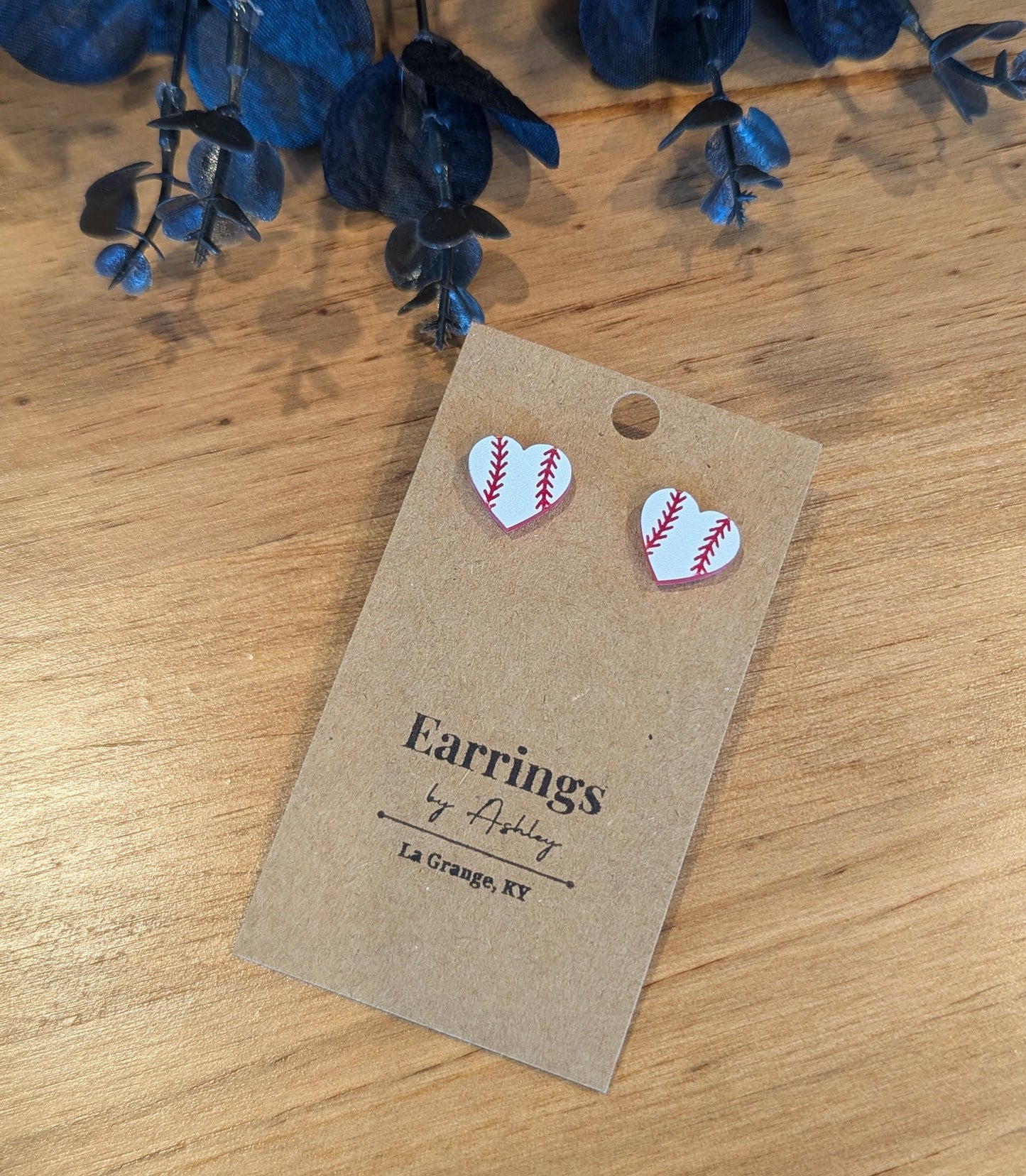 Baseball Heart Studs